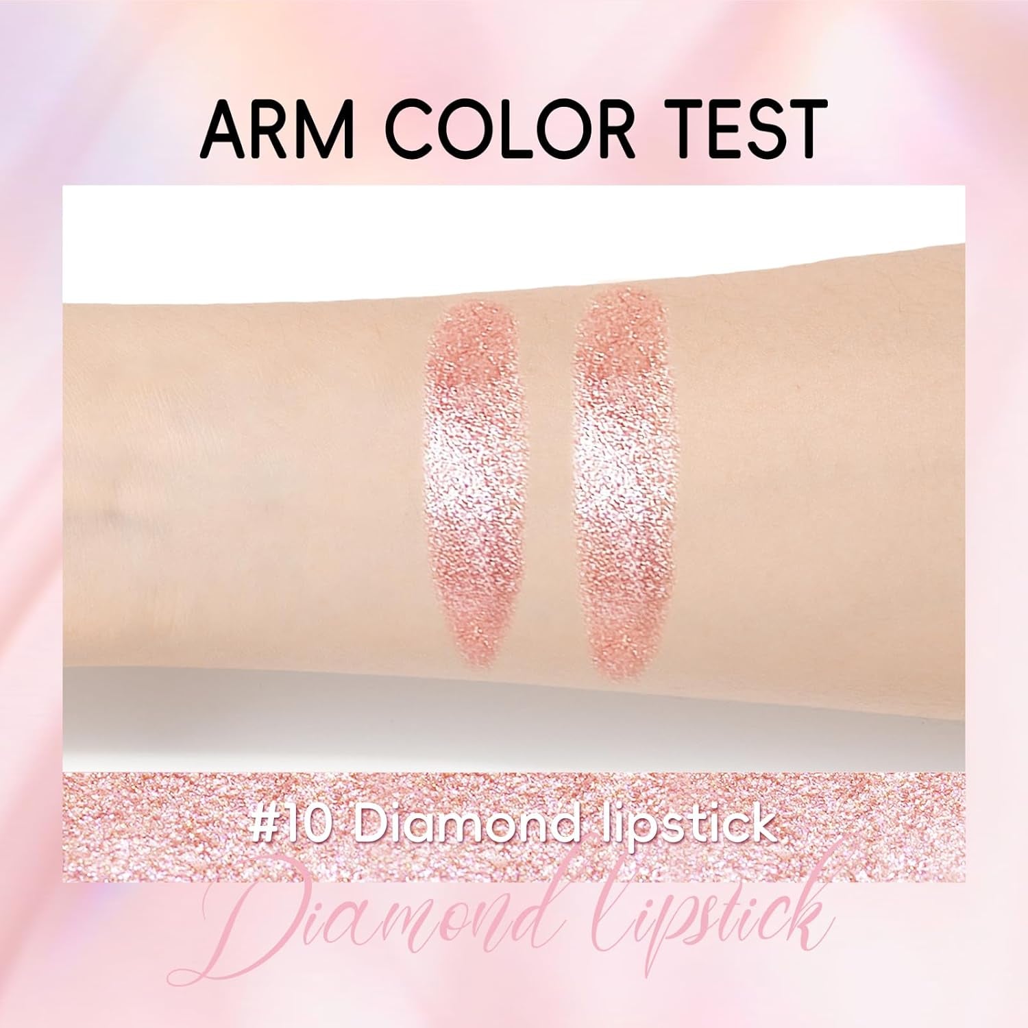 Metallic Champagne Glitter Lipstick for Women,Long Lasting High Shine Diamond Creamy Lipstick Transfer Proof, Shimmer Full Coverage Non Stick Cup Lightweight High Impact Lip Color Makeup#10