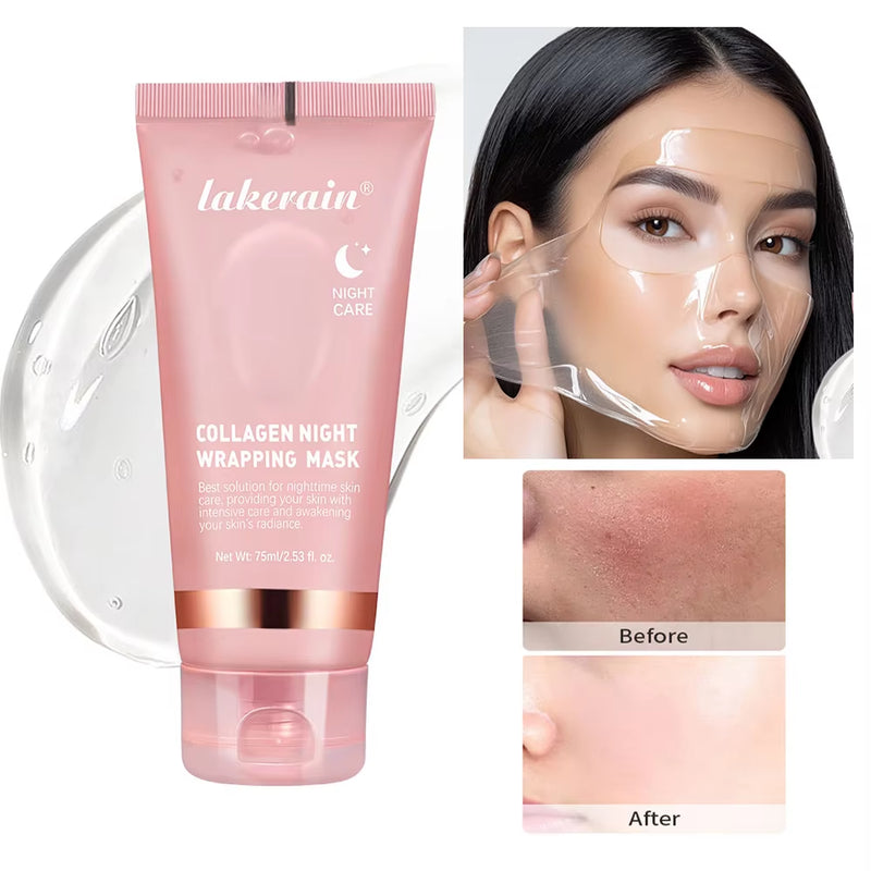 Collagen Overnight Wrapping Peel off 75Ml Facial Mask Korean Collagen Night Wrapping Mask Deeply Hydrates Night Care Mask Cream