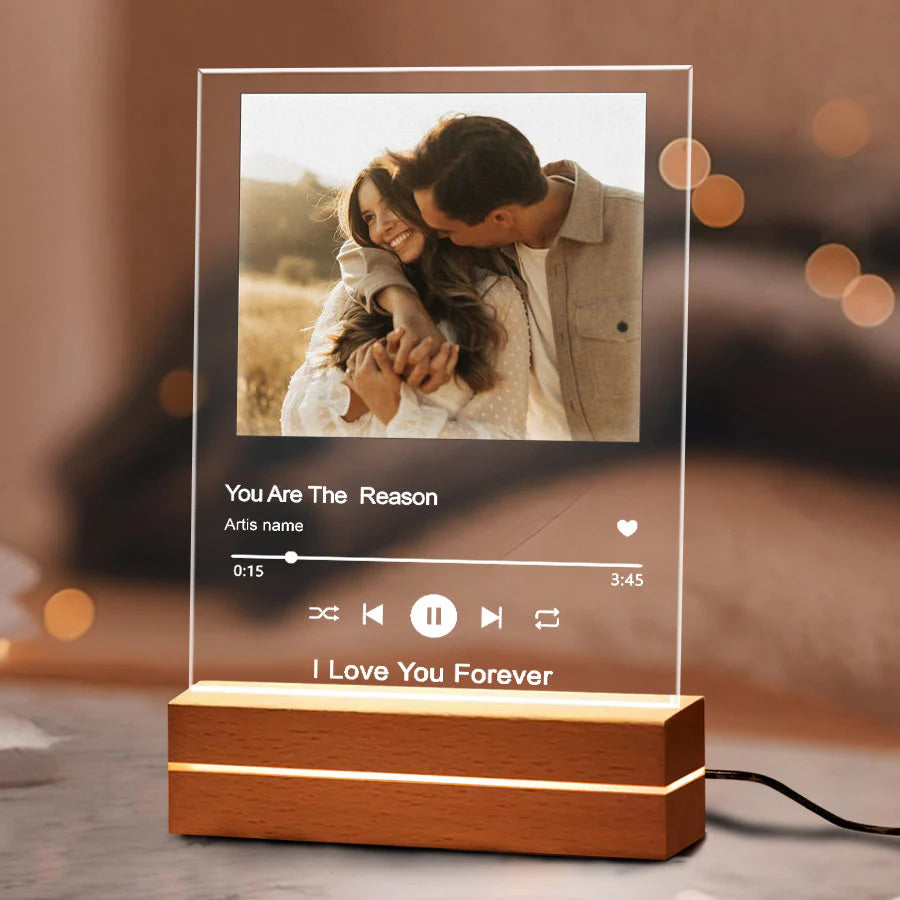Custom Song Photo Acrylic Plaque LED Night Light