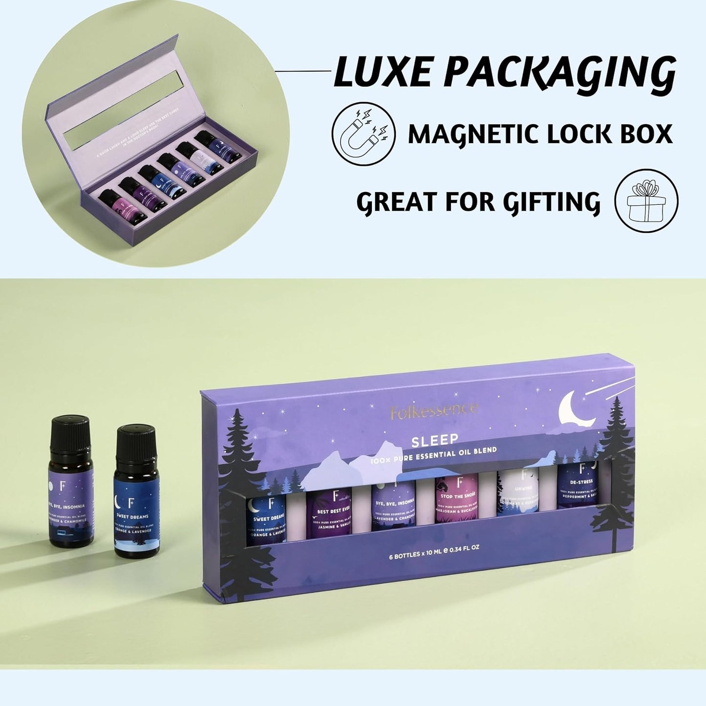 Sleep Essential Oils Set | Set of 6 Pure Essential Oils for Diffusers for Home | Lavender, Rosemary & Peppermint Blends | Halloween Essential Oils for Relaxation | Gift Halloween