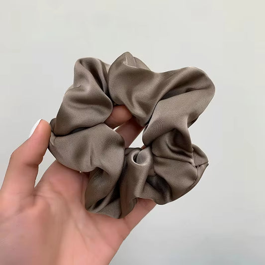 Elegant Silk Hair Scrunchies | Big Solid Color Hair Bands | Chic Silk Elastic Scrunchies | Luxury Silk Hair Ties | Stylish Big Scrunchies | Silk Elastic Hair Bands | Sleek Solid Color Scrunchies | Fashionable Silk Hair Accessories | Large Silk Hair Scrunchies | Elegant Solid Scrunchies for Women