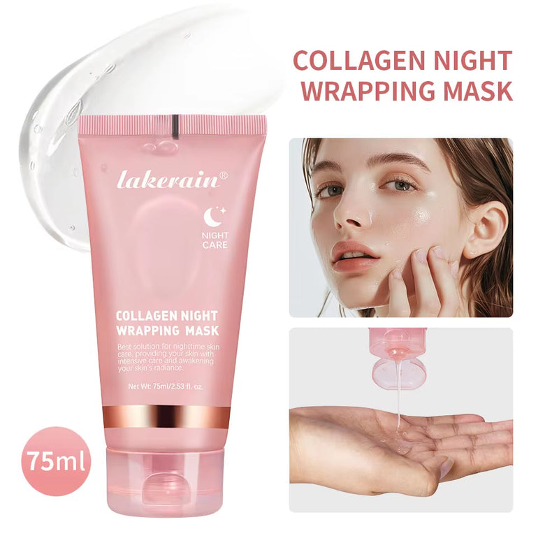 Collagen Overnight Wrapping Peel off 75Ml Facial Mask Korean Collagen Night Wrapping Mask Deeply Hydrates Night Care Mask Cream