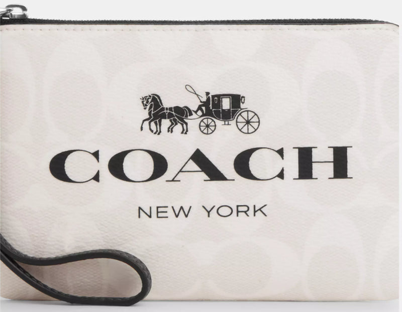 Coach Zip Wristlet | Horse & Carriage Canvas Wristlet | Chalk Signature Wristlet | Stylish Corner Zip Wristlet | Coach NWT Wristlet | Elegant Canvas Wristlet | Signature Coach Wristlet | Chalk Coach Wristlet | Compact Zip Wristlet | Fashionable Coach Wristlet
