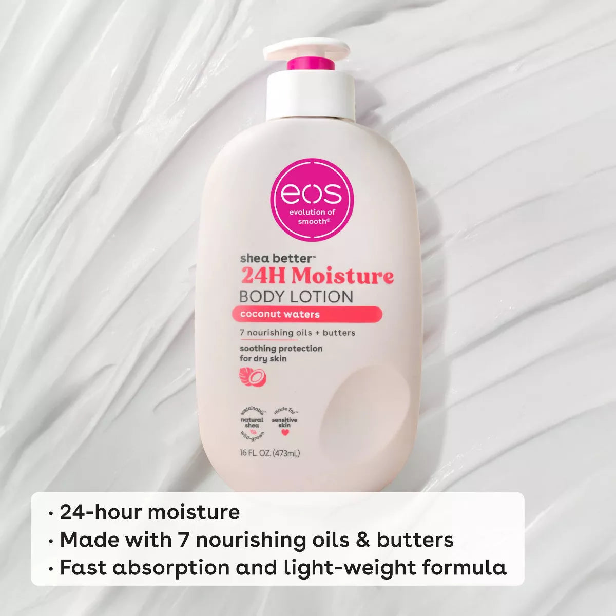 Eos Shea Better 24H Moisture Body Lotion - Coconut Waters - 16 Fl Oz