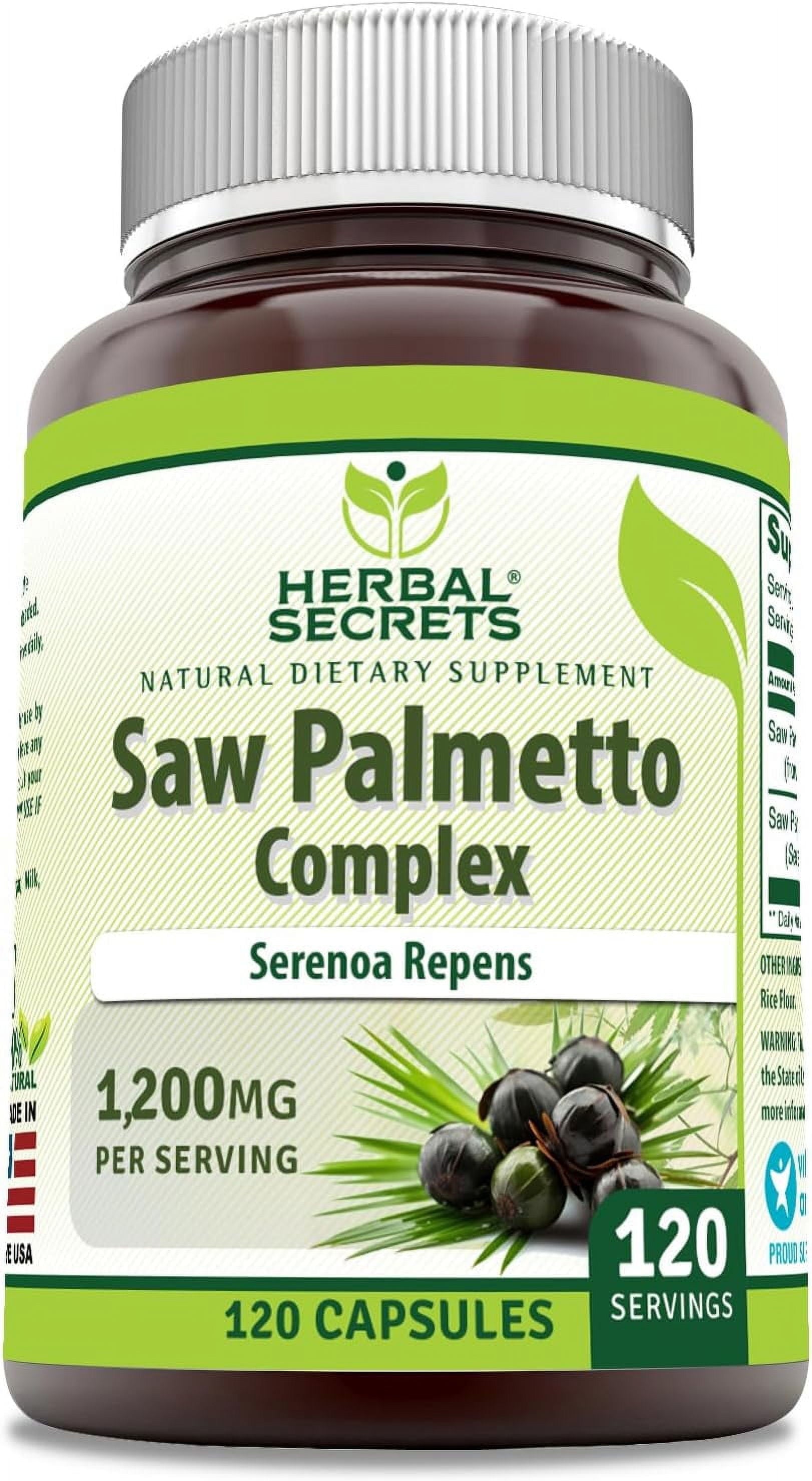 Saw Palmetto Complex 1200 Mg 120 Capsules Supplement | Non-Gmo | Gluten Free | Made in USA