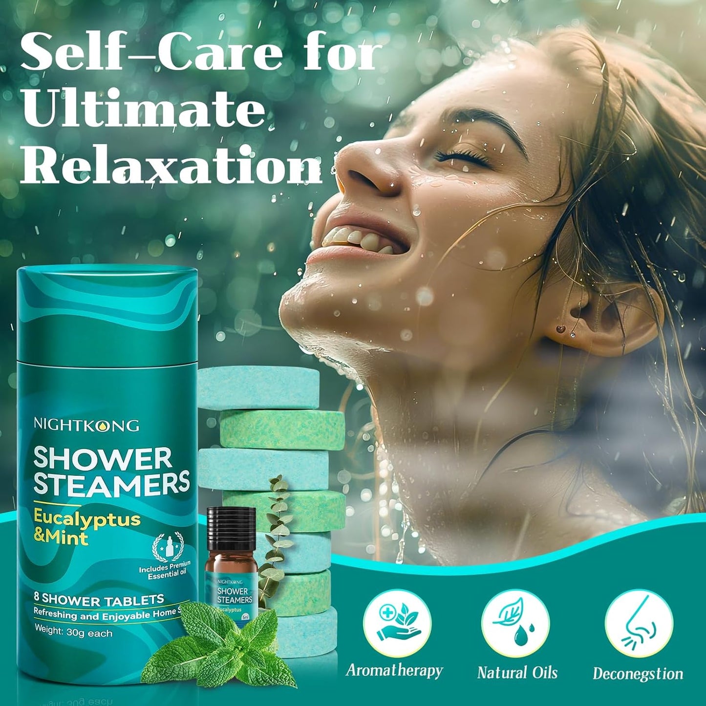 Eucalyptus Mint Shower Steamers - 8 Packs with 5Ml Essential Oil, Eucalyptus for Shower, Birthday Gifts for Women Men, Christmas Gifts Stocking Stuffers for Women, Men, Self Care Spa Gifts for Women
