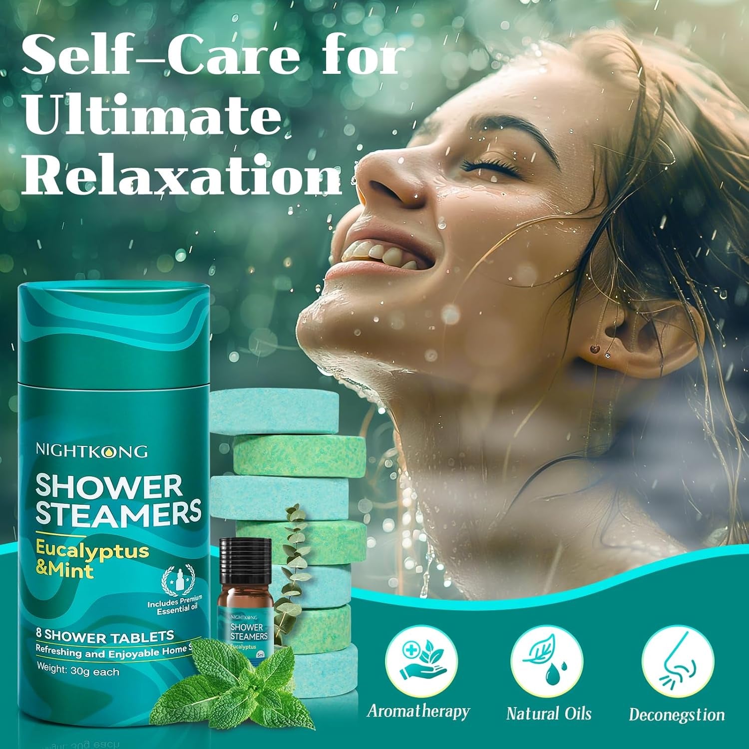 Eucalyptus Mint Shower Steamers - 8 Packs with 5Ml Essential Oil, Eucalyptus for Shower, Birthday Gifts for Women Men, Christmas Gifts Stocking Stuffers for Women, Men, Self Care Spa Gifts for Women