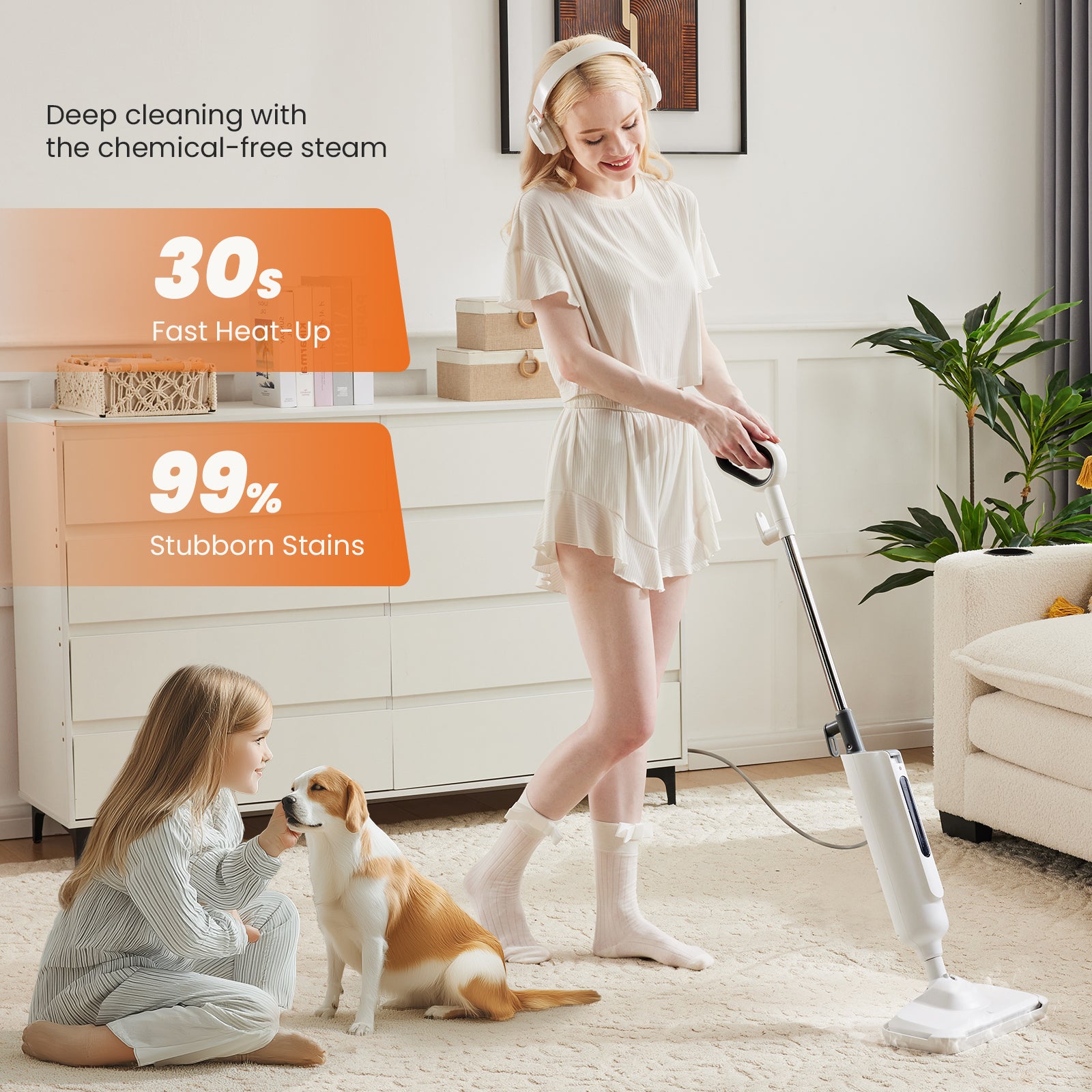 Steam Mop for Floor Cleaning,Lightweight Floor Steamer Cleaner for Hardwood-Tile-Laminate Floors Carpet, 2 Washable Pad