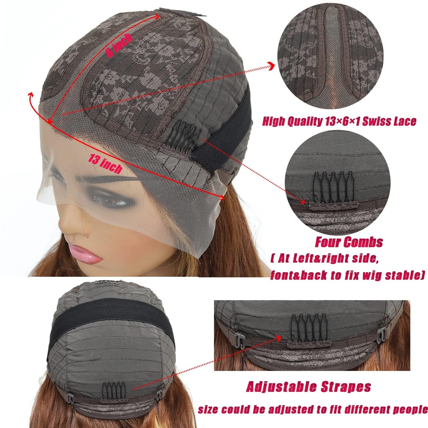 Body Wave Highlight Lace Front Wigs Human Hair 13X6 Hd T Lace Front Wigs Human Hair Pre Plucked 4/27 Colored 180% Density HD Honey Blond Wigs for Black Women Ombre Transparent Lace Wig ( 18 Inch)