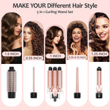 5 in 1 Curling Iron,  3 Barrel Hair Crimper Set with Curling Brush and 4 Interchangeable Ceramic Curling Wand(0.35"-1.25")