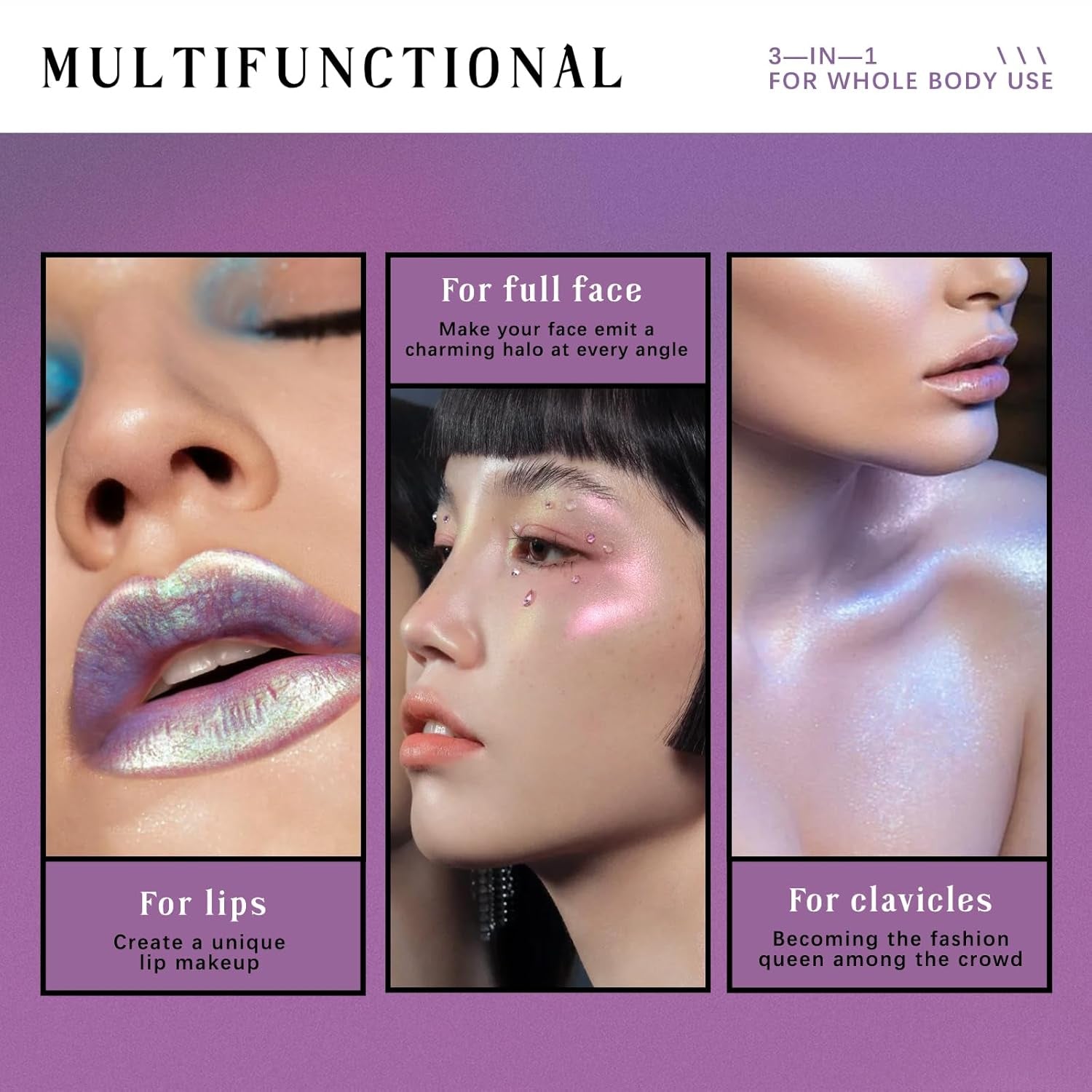 Glitter Chameleon Liquid Lipsticks, Diamond Shimmer Glow Metallic Lip Gloss, Long Lasting Waterproof Shiny Glimmer Sparkly Lipstick for Women Girls Face Eye Glow Christmas Party Makeup Gift 7#