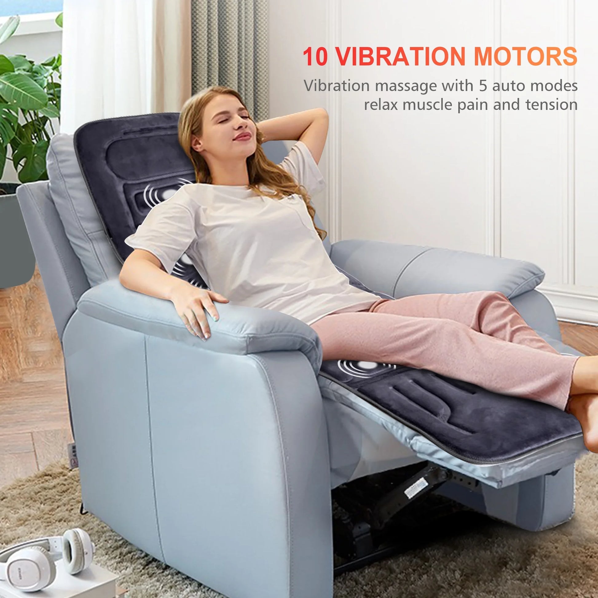 Full Body Back Massager with Heating, 10 Soothing Vibration Back Massage Pad for Pain Relief, Massage Mat,Gifts