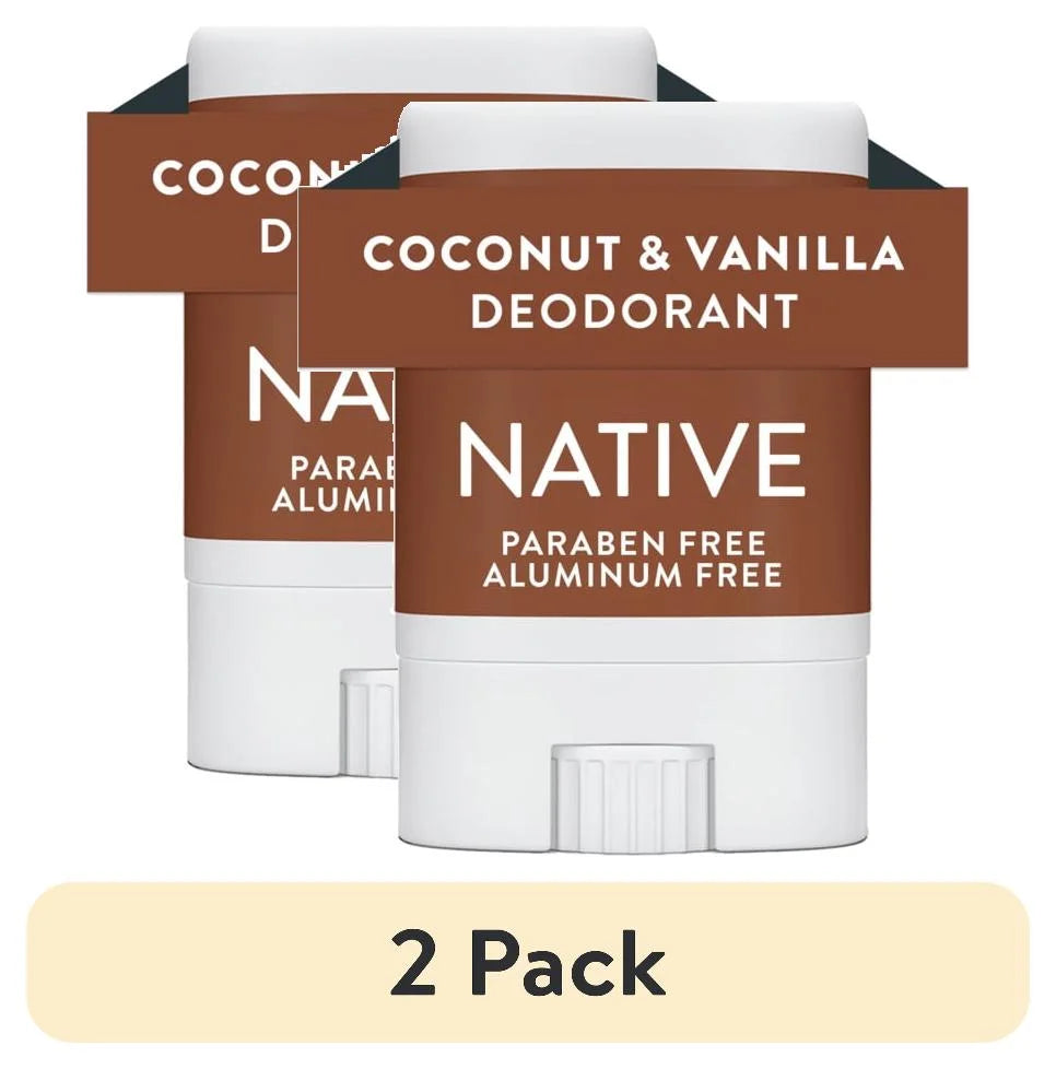 (2 Pack)  Deodorant, Aluminum Free, Coconut & Vanilla, for Women and Men, Travel Size 0.35 Oz
