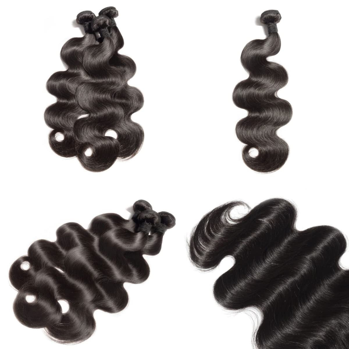 Body Wave Bundles with Frontal (16 18 20 +14 Inch) Human Hair Bundles with Lace Frontal 13X4 Brazilian Virgin Hair 10A Grade Body Wave Human Hair 3 Bundles with Frontal 150% Density Natural Color