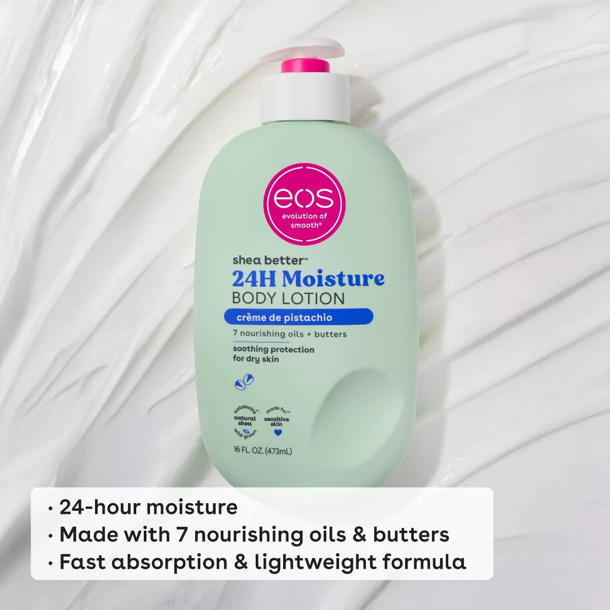 Eos Shea Better 24H Moisture Body Lotion - Crème De Pistachio - 16 Fl Oz