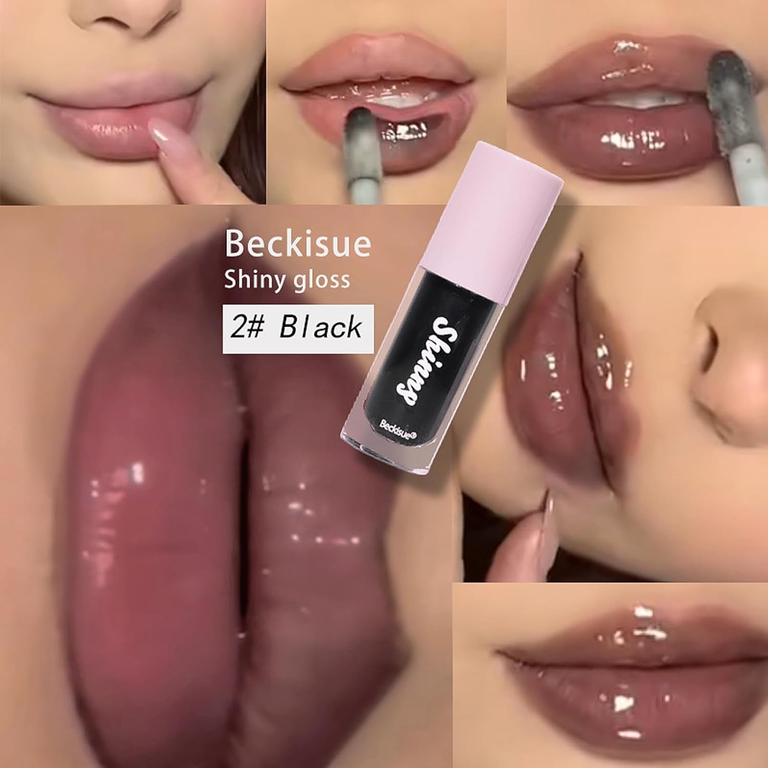 Translucent Black Lip Gloss, Clear/Black Cherry/Black Sugar Lip Oil, Plumping Hydrating Mirror Highlight Lip Gloss Moisturizing Long Lasting & Non-Sticky - Vegan Makeup (3Pcs)