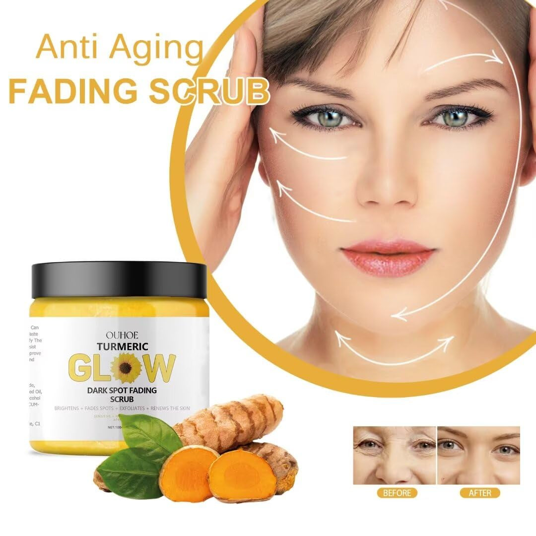 Turmeric Glow Combo Skincare Set Face Wash Scrub Butter anti Aging Moisturizer for Wrinkles, Soothing Hydrating Turmeric Skincare Set for Face & Body