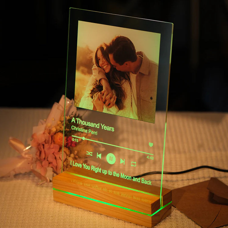 Custom Song Photo Acrylic Plaque LED Night Light