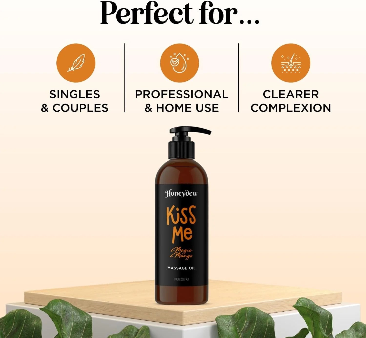 Mango Sensual Massage Oil for Couples - Alluring Tropical Full Body Massage Oil for Date Night and Nourishing Body Moisturizer with Sweet Almond - Vegan Non Staining Non Greasy Smooth Gliding Formula