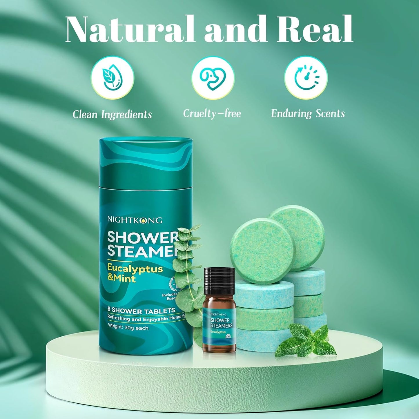 Eucalyptus Mint Shower Steamers - 8 Packs with 5Ml Essential Oil, Eucalyptus for Shower, Birthday Gifts for Women Men, Christmas Gifts Stocking Stuffers for Women, Men, Self Care Spa Gifts for Women