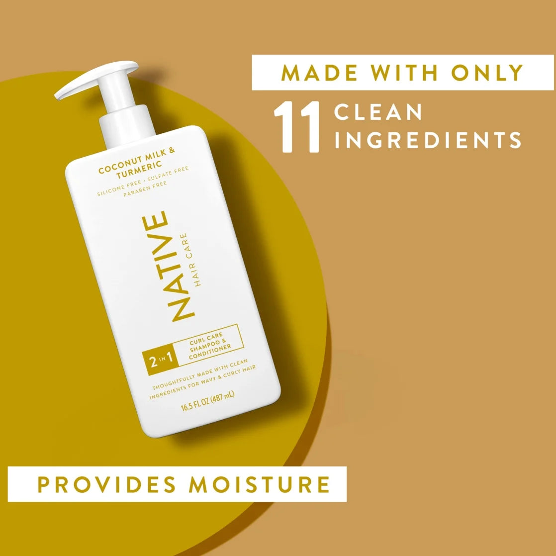 Curls Care 2-In-1 Conditioning Shampoo with Coconut Milk & Turmeric, 16.5 Oz