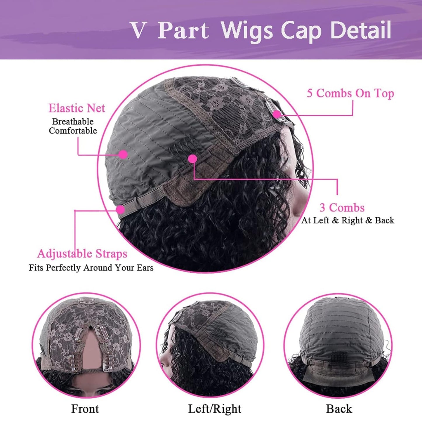V Part Wig Human Hair No Leave Out Thin Part Wig Glueless Wigs Human Hair Pre Plucked Upgrade U Part Human Hair Wig Beginner Friendly No Sew in No Glue 150% Density 16 Inch