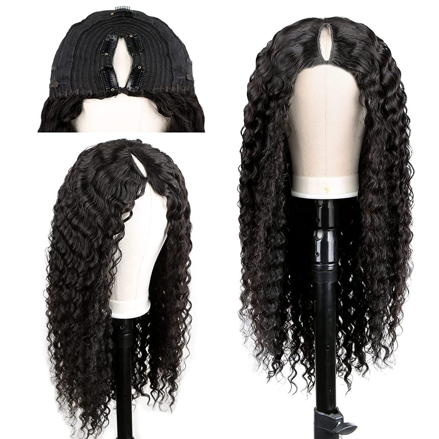 V Part Wig Human Hair No Leave Out Thin Part Wig Glueless Wigs Human Hair Pre Plucked Upgrade U Part Human Hair Wig Beginner Friendly No Sew in No Glue 150% Density 16 Inch