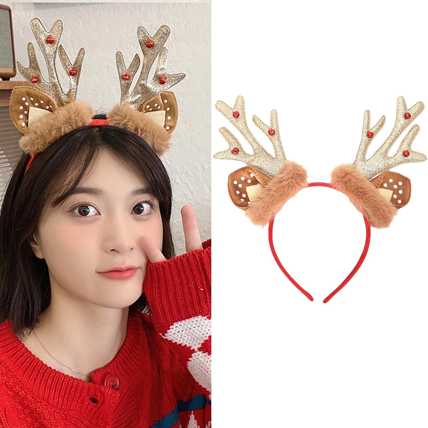 Christmas Antlers Headband Deer Ears Headbands Party Cosplay Sequins Antlers Hair Band Christmas Hair Accessories