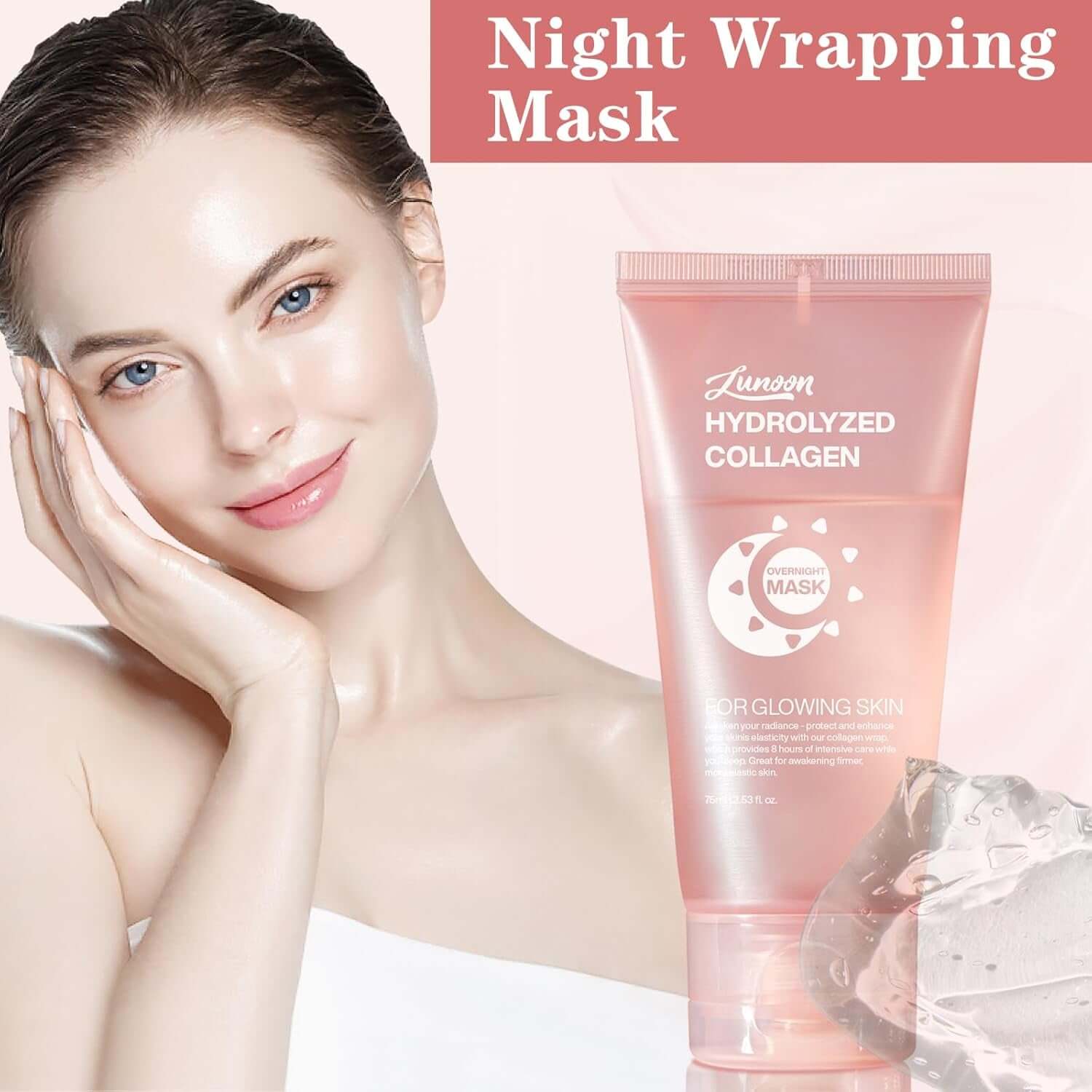Collagen Night Wrapping Mask, Pore Minimizing Reduces Sagging Elasticity Improvement, Overnight Collagen Hydration Face Mask. (1Pcs)