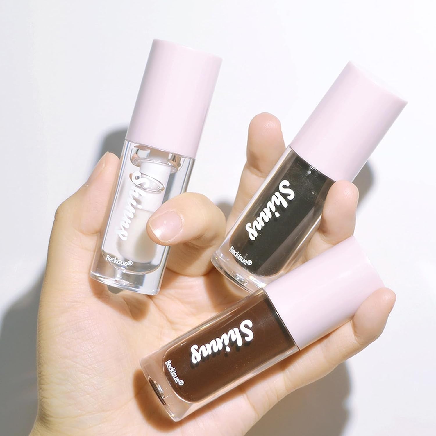 Translucent Black Lip Gloss, Clear/Black Cherry/Black Sugar Lip Oil, Plumping Hydrating Mirror Highlight Lip Gloss Moisturizing Long Lasting & Non-Sticky - Vegan Makeup (3Pcs)